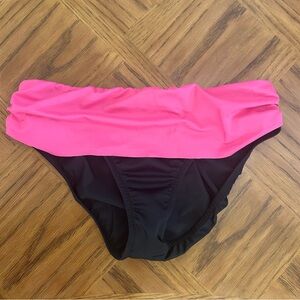 VENUS Pink and Black Bikini Fold Over Bottom